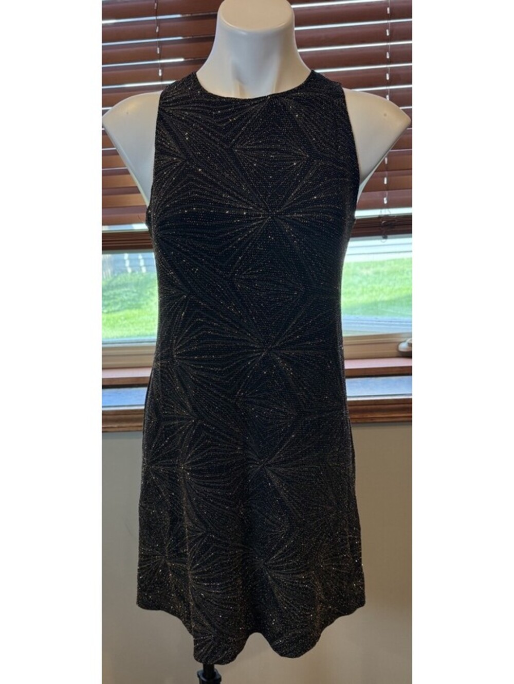 Onyx Nite Women’s Black/gold Sparkly Dress Rare Sz 6 Vintage USA Made